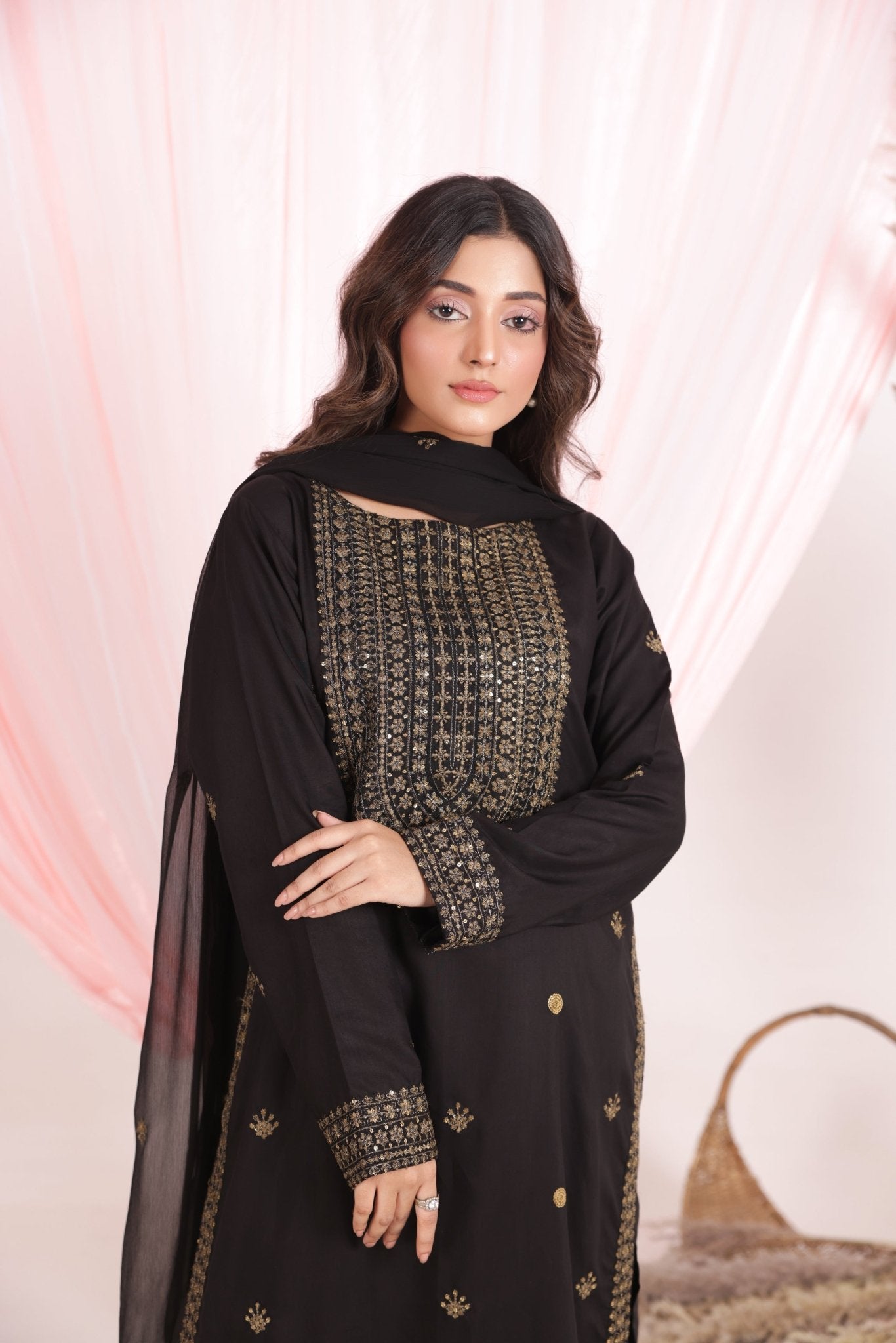 Black Embroidered 3 - Piece Suit - Looks by Bia