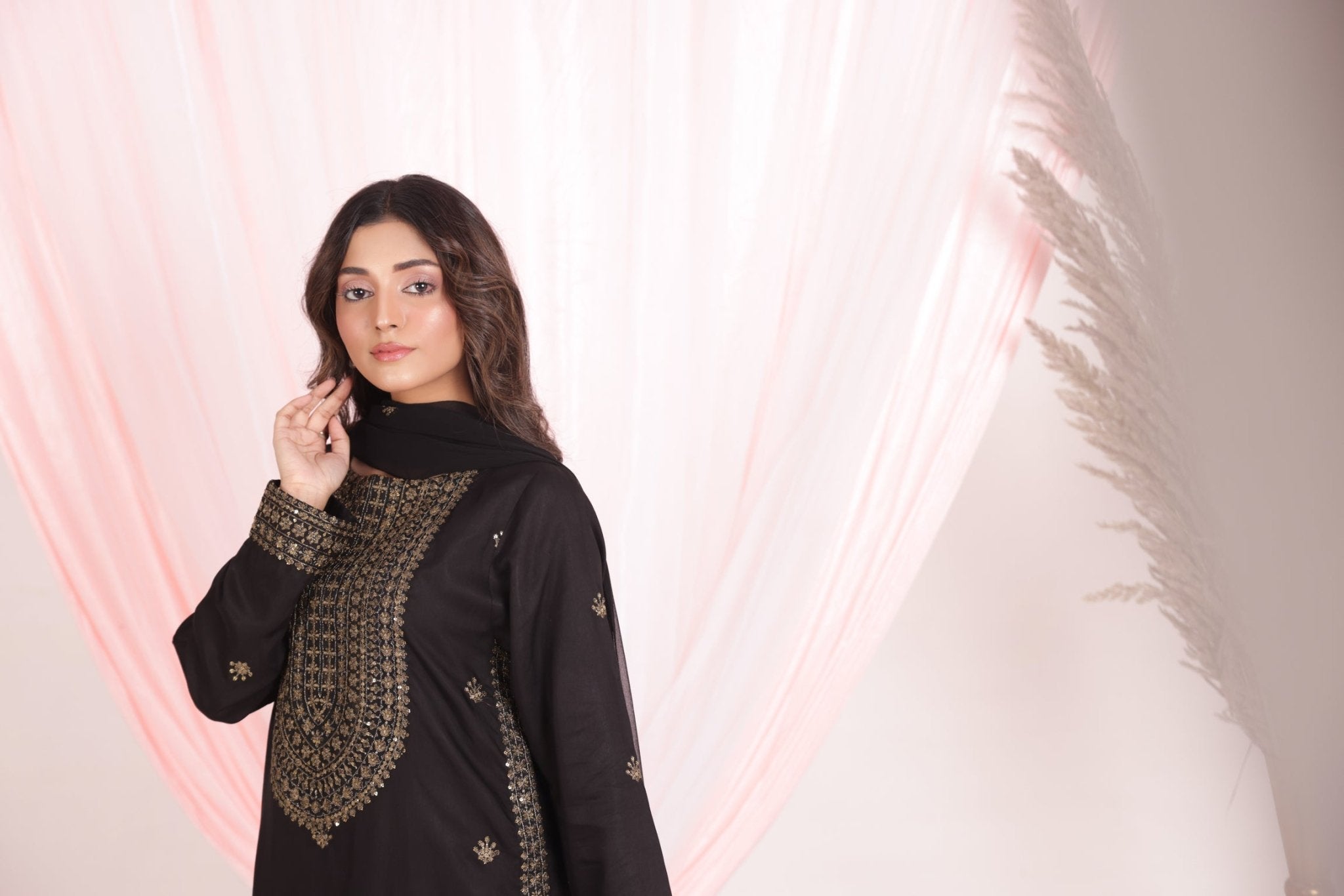 Black Embroidered 3 - Piece Suit - Looks by Bia