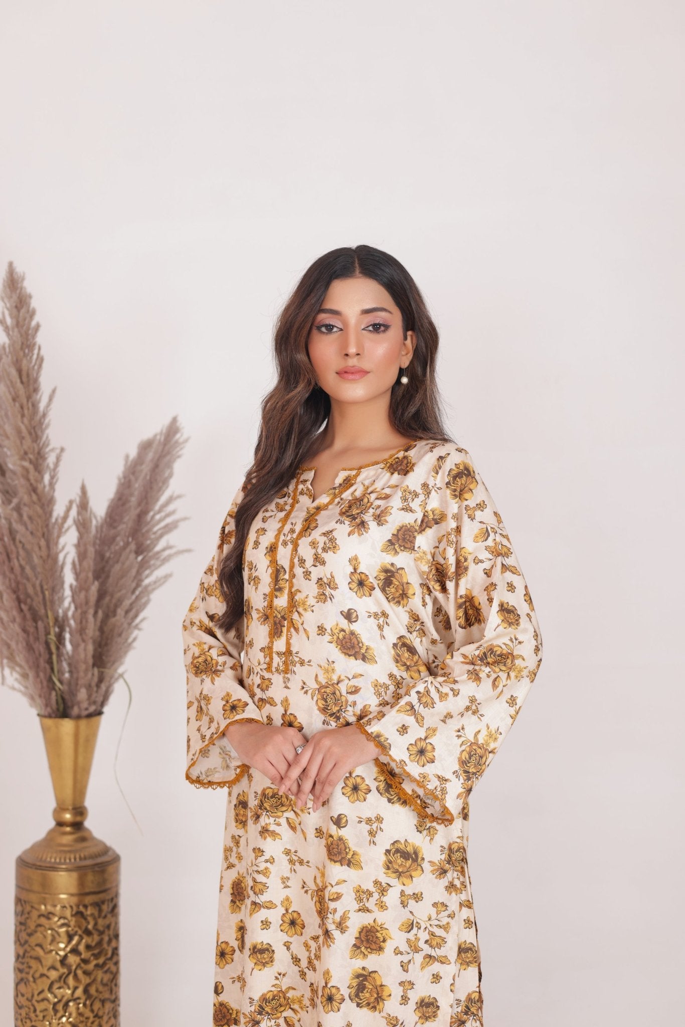 Floral Grace Printed Long Frok - Looks by Bia