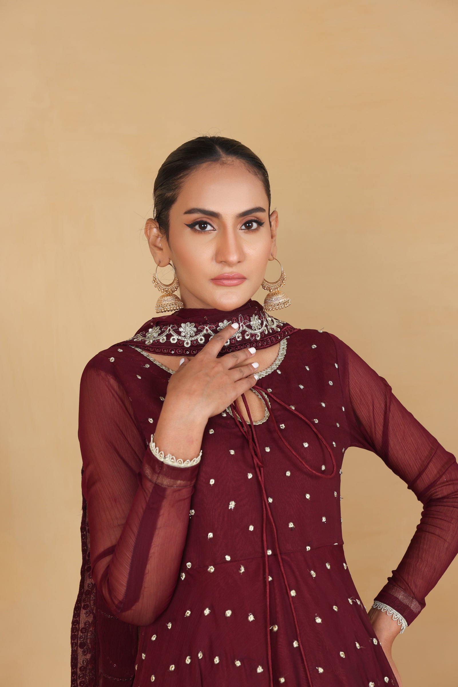 Embroidered Frock with Dupatta