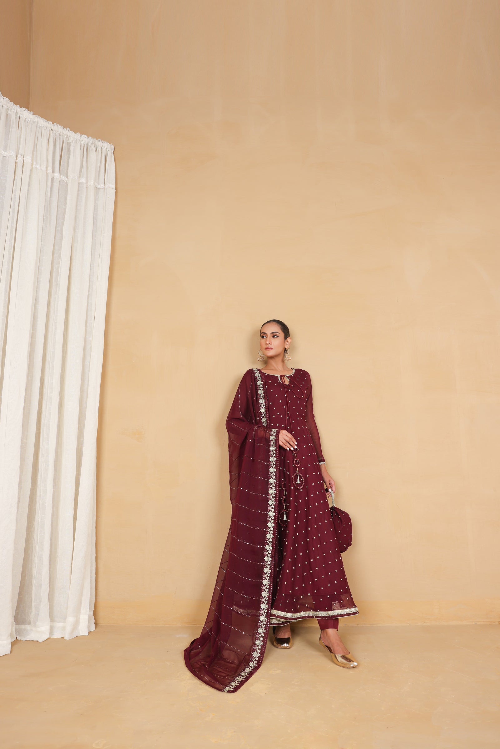 Embroidered Frock with Dupatta
