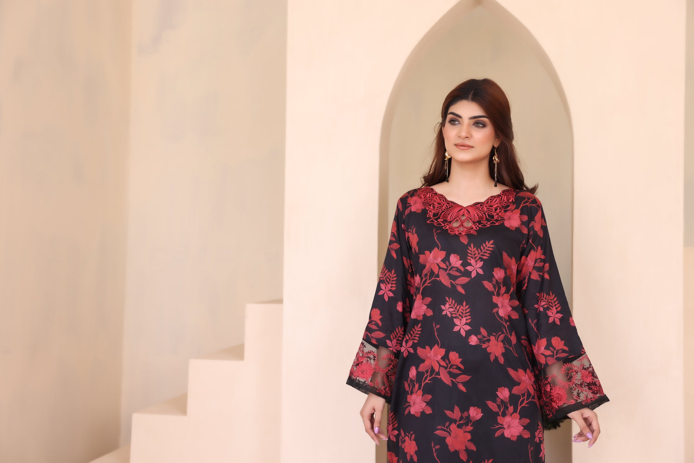 EMBROIDERED SHIRT TROUSER- LINEN