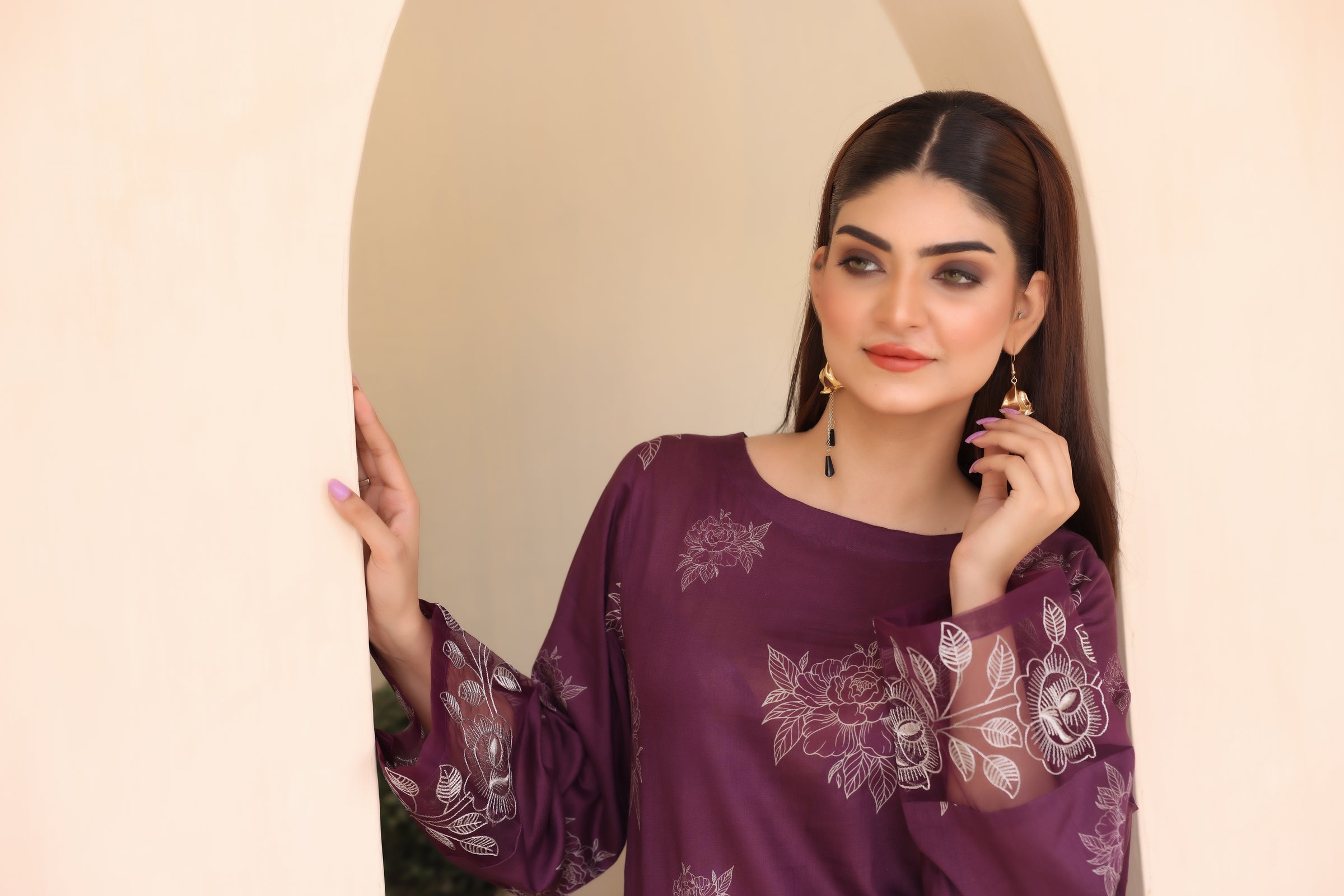 EMBROIDERED SHIRT TROUSER - LAWN