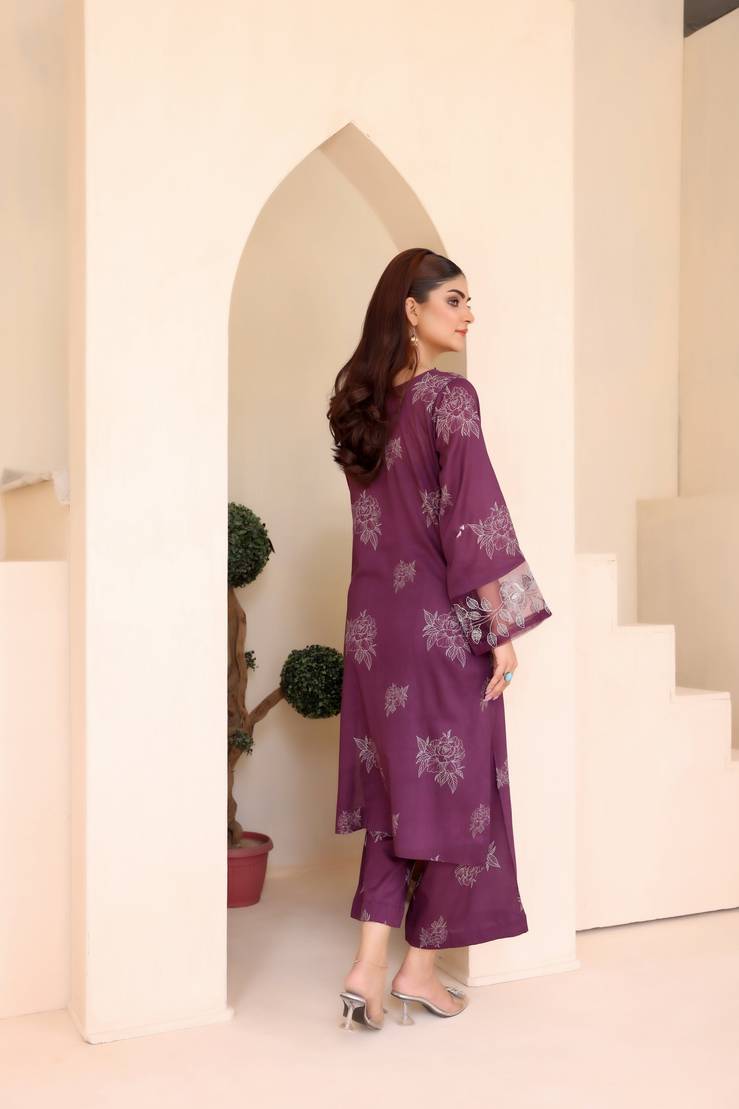 EMBROIDERED SHIRT TROUSER - LAWN