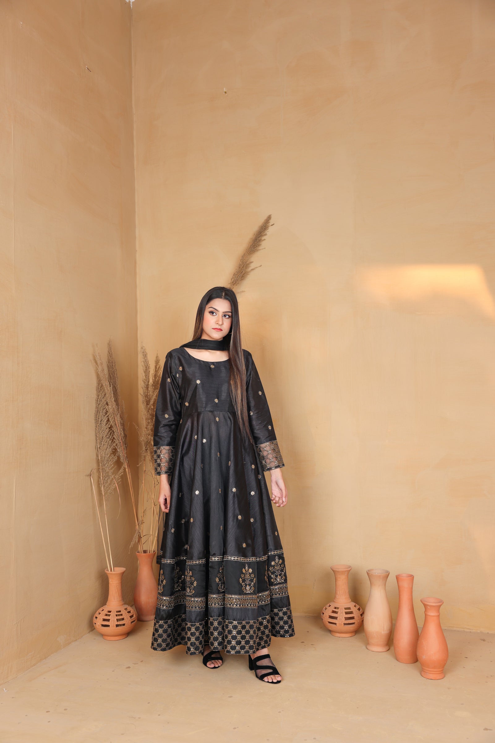 Embroidered Frock with Dupatta