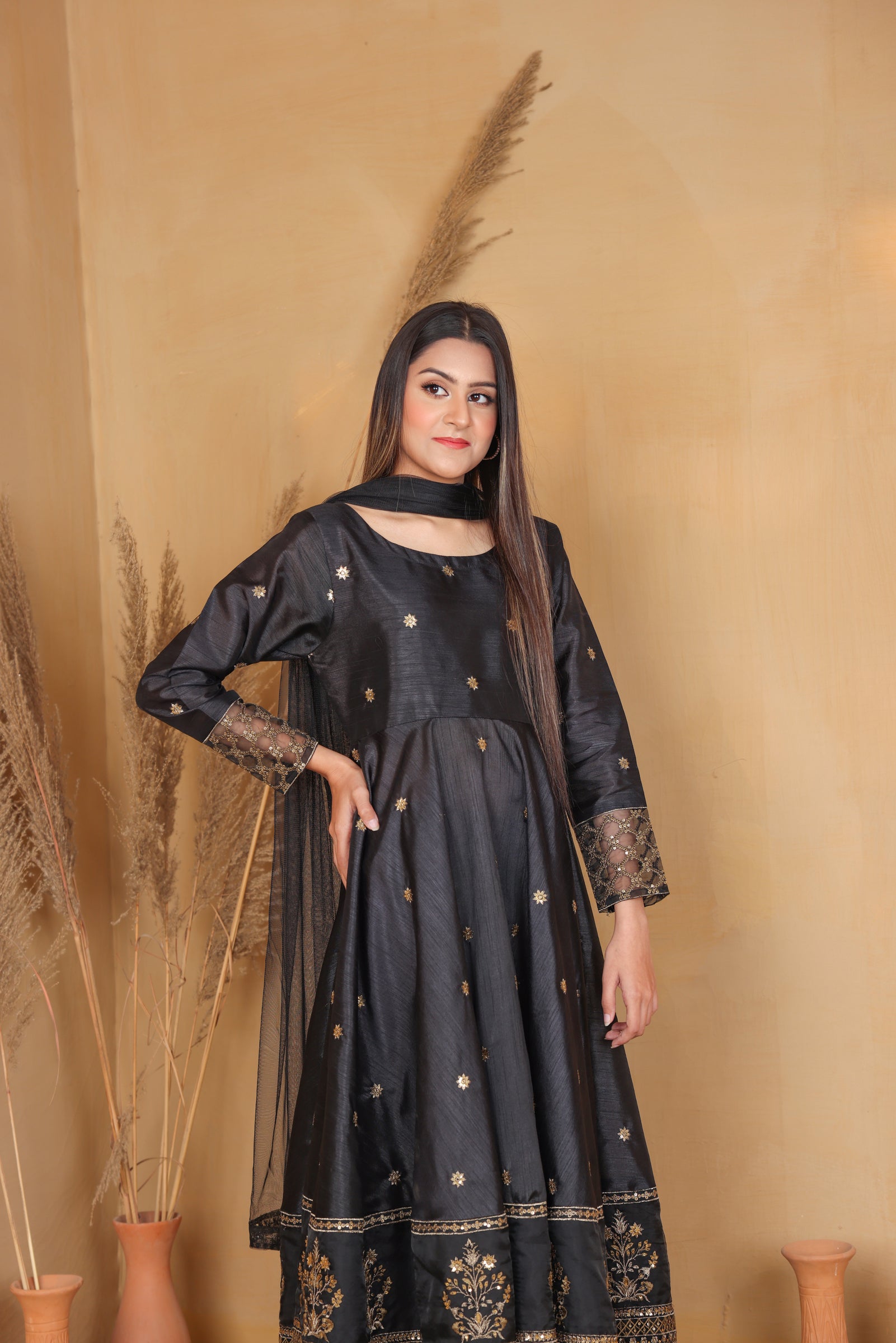 Embroidered Frock with Dupatta