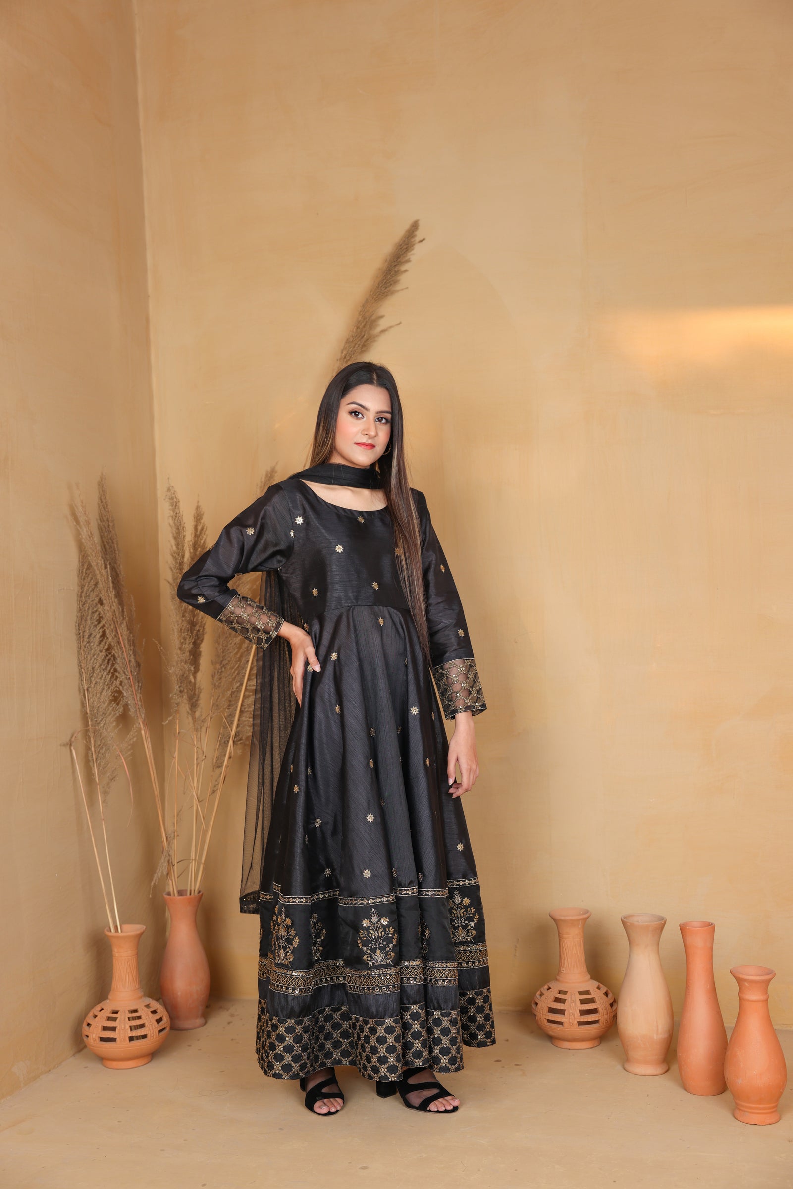 Embroidered Frock with Dupatta