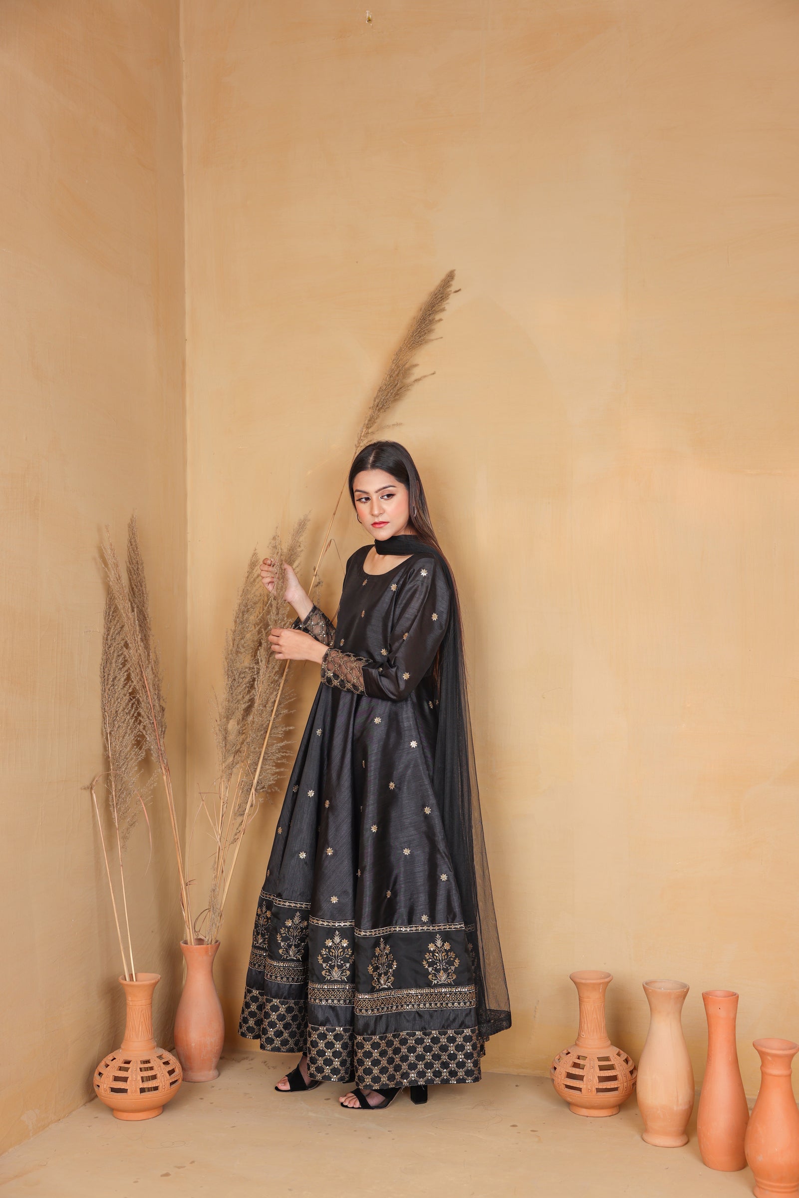 Embroidered Frock with Dupatta