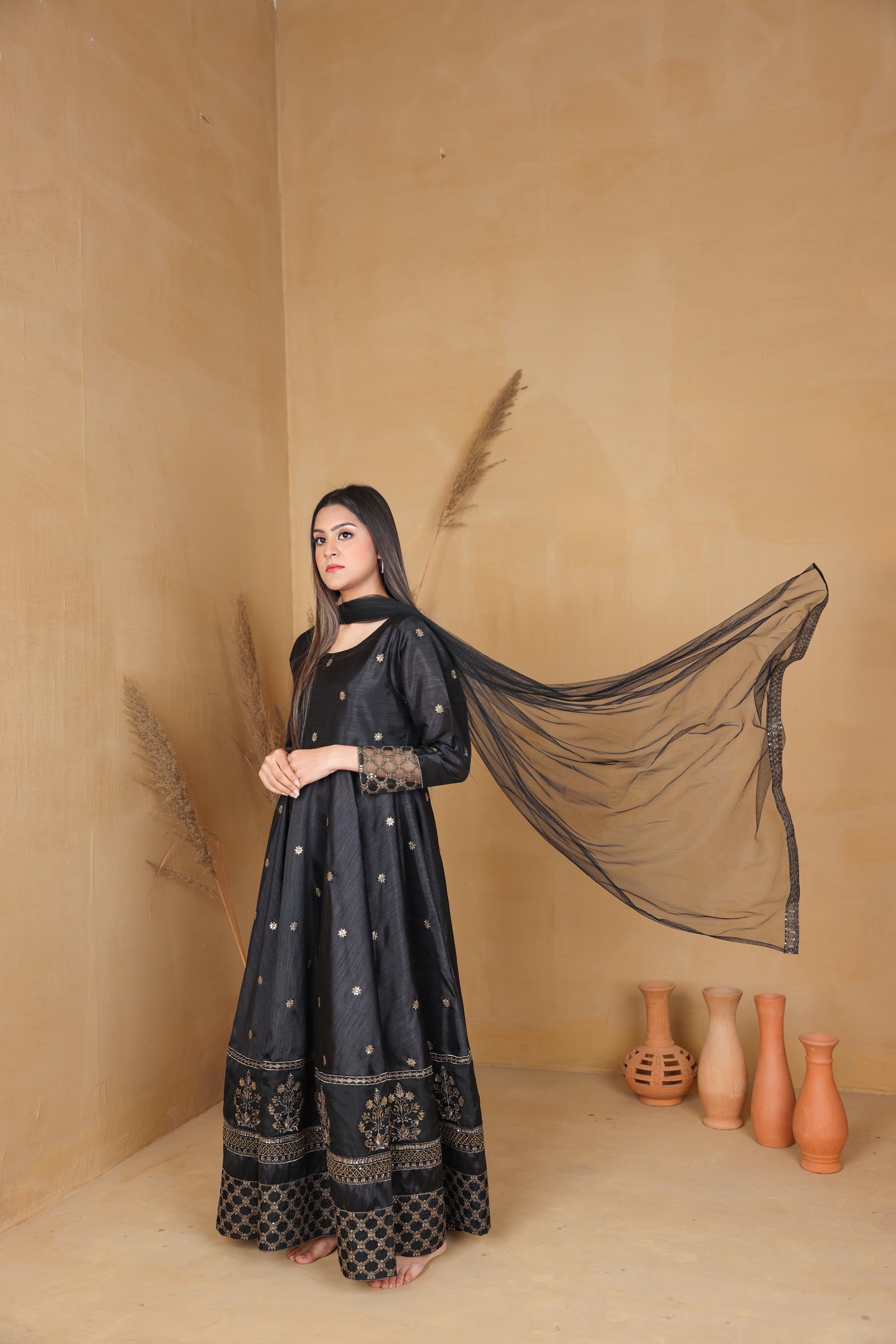 Embroidered Frock with Dupatta