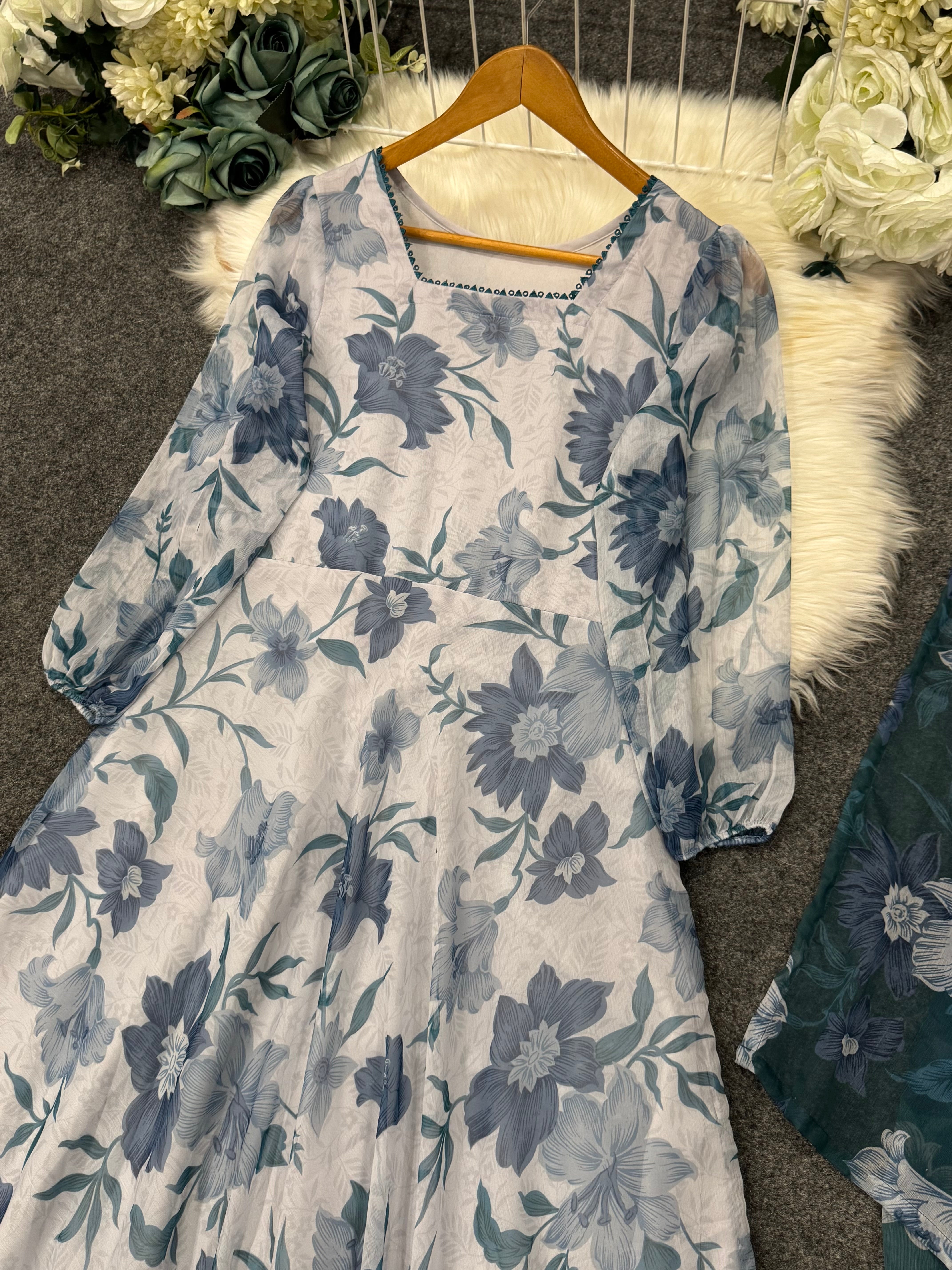 PRINTED CHIFFON FROCK with Dupatta