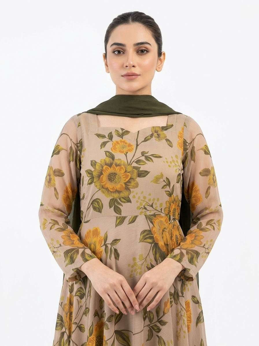 PRINTED CHIFFON FROCK with Dupatta