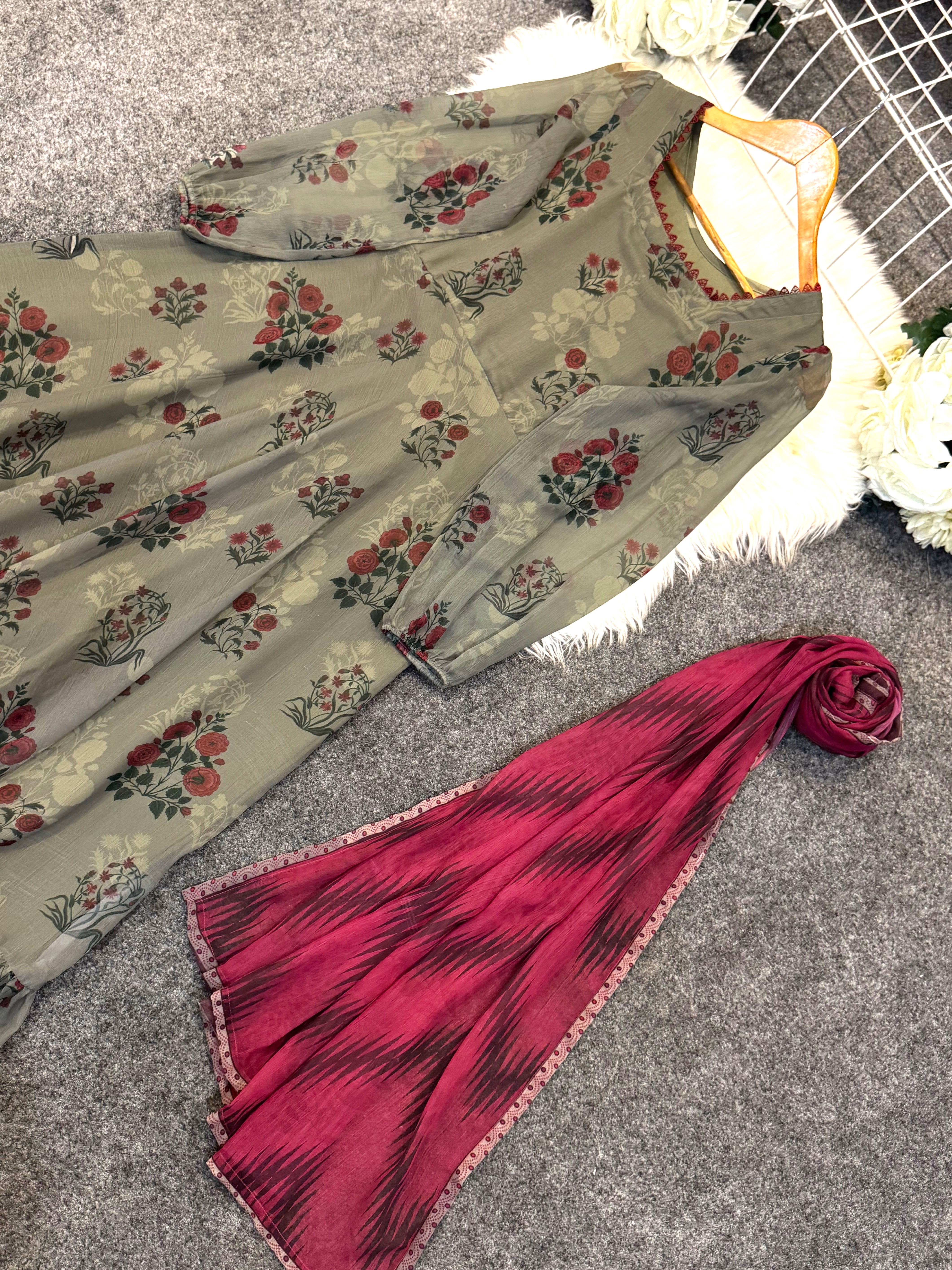 PRINTED CHIFFON FROCK with Dupatta