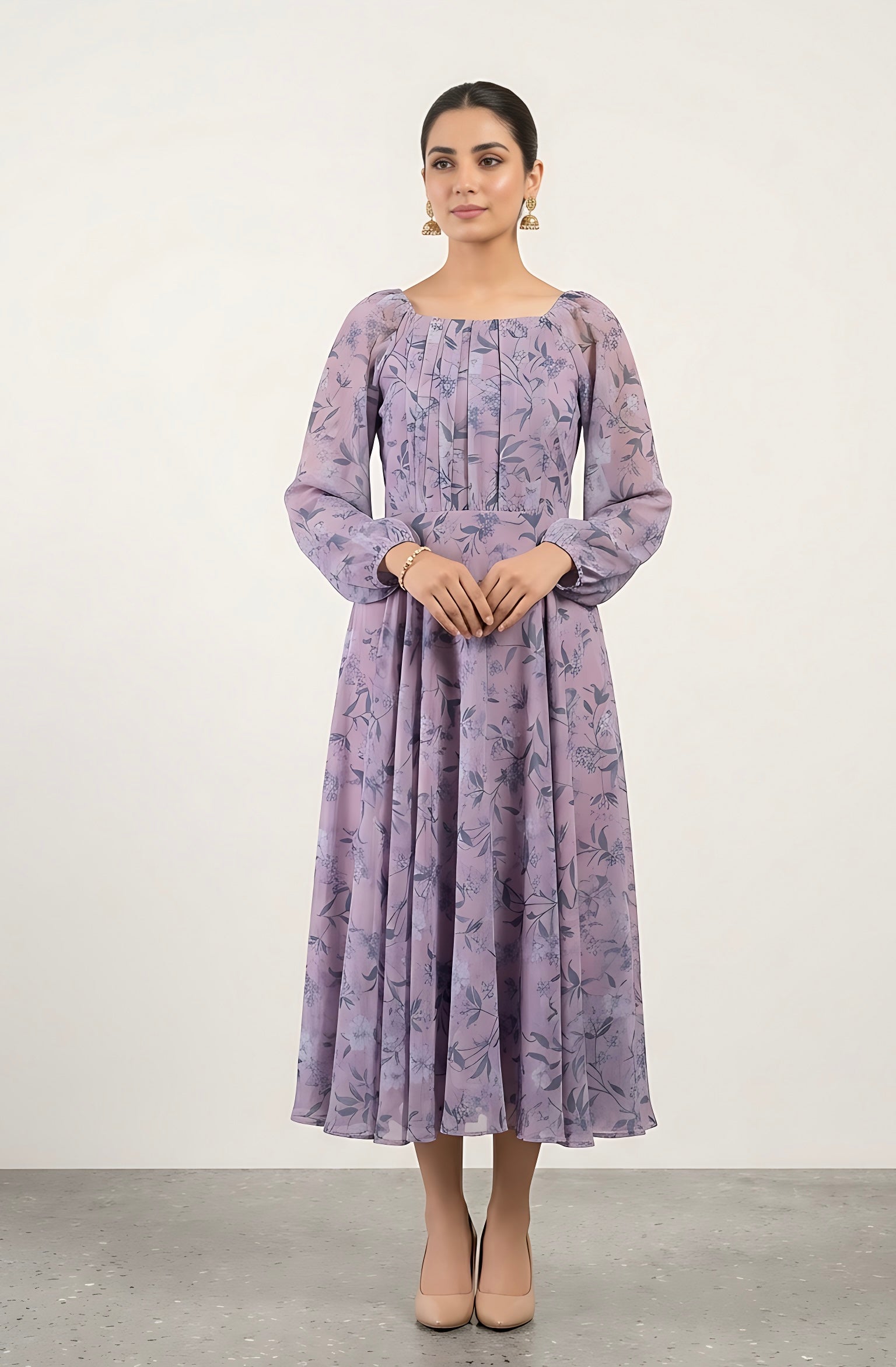 PRINTED CHIFFON FROCK