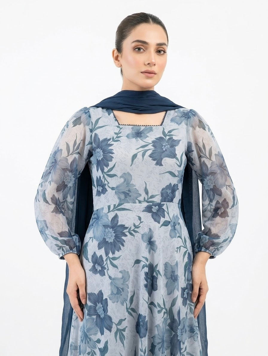 PRINTED CHIFFON FROCK with Dupatta