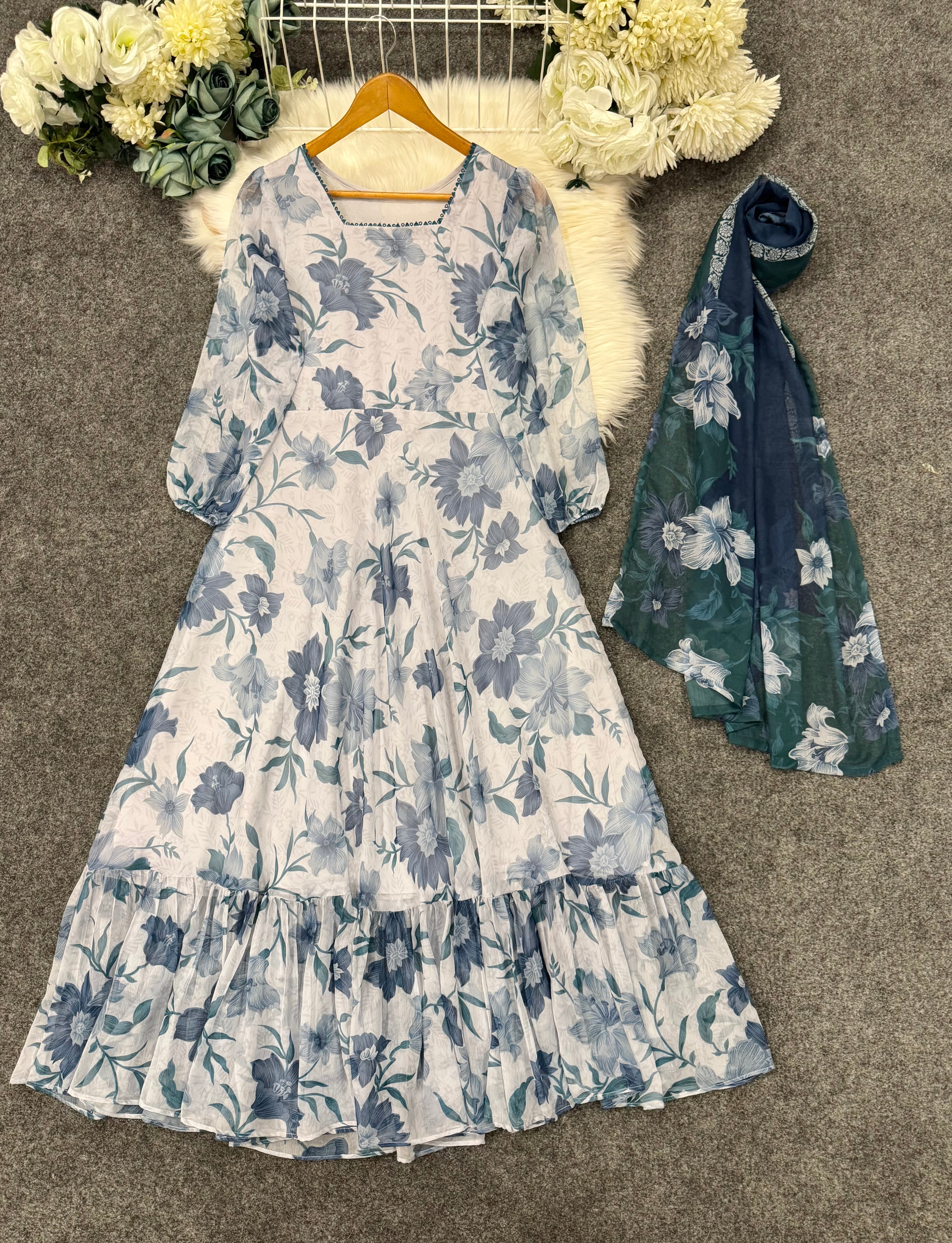 PRINTED CHIFFON FROCK with Dupatta