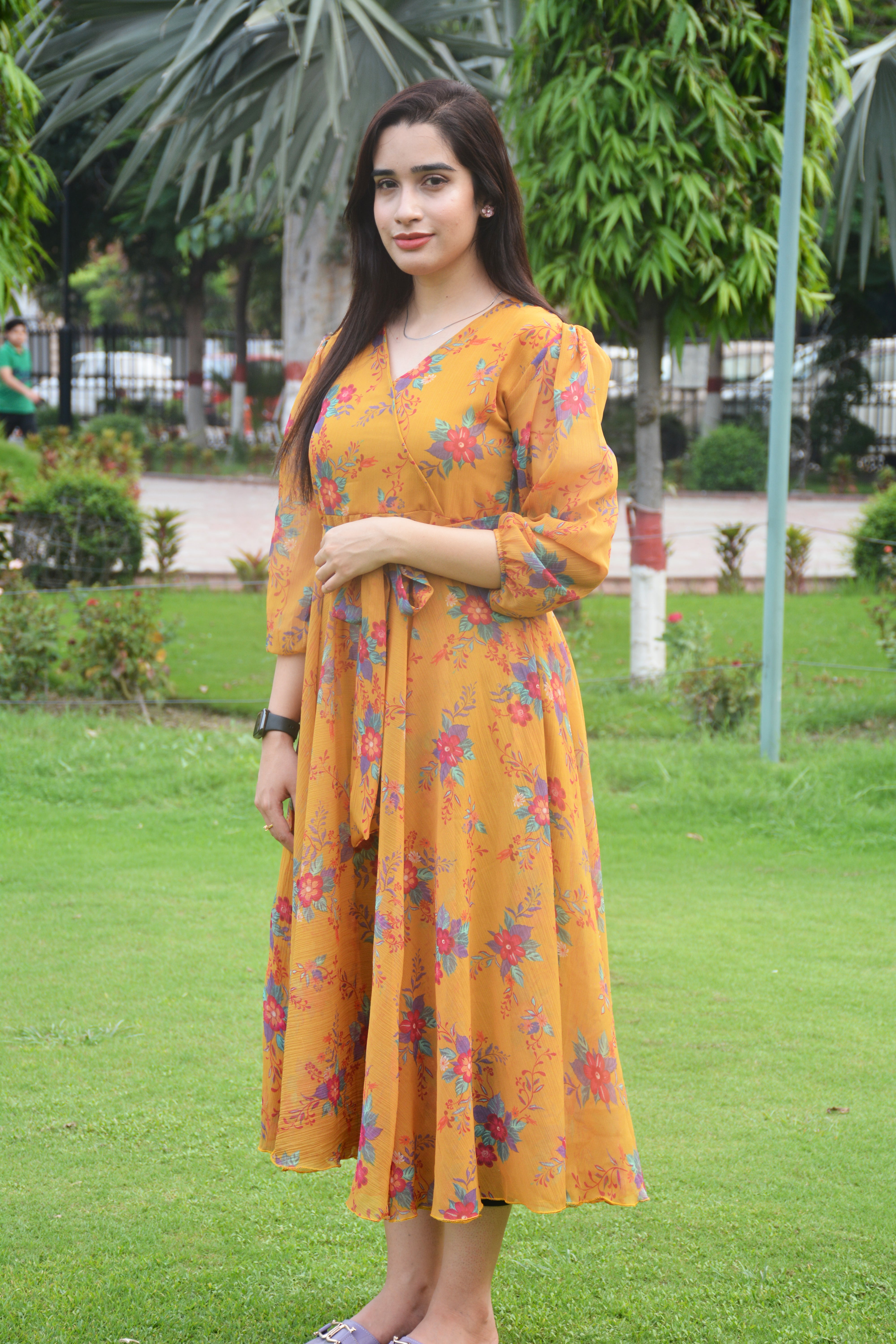 PRINTED CHIFFON FROCK