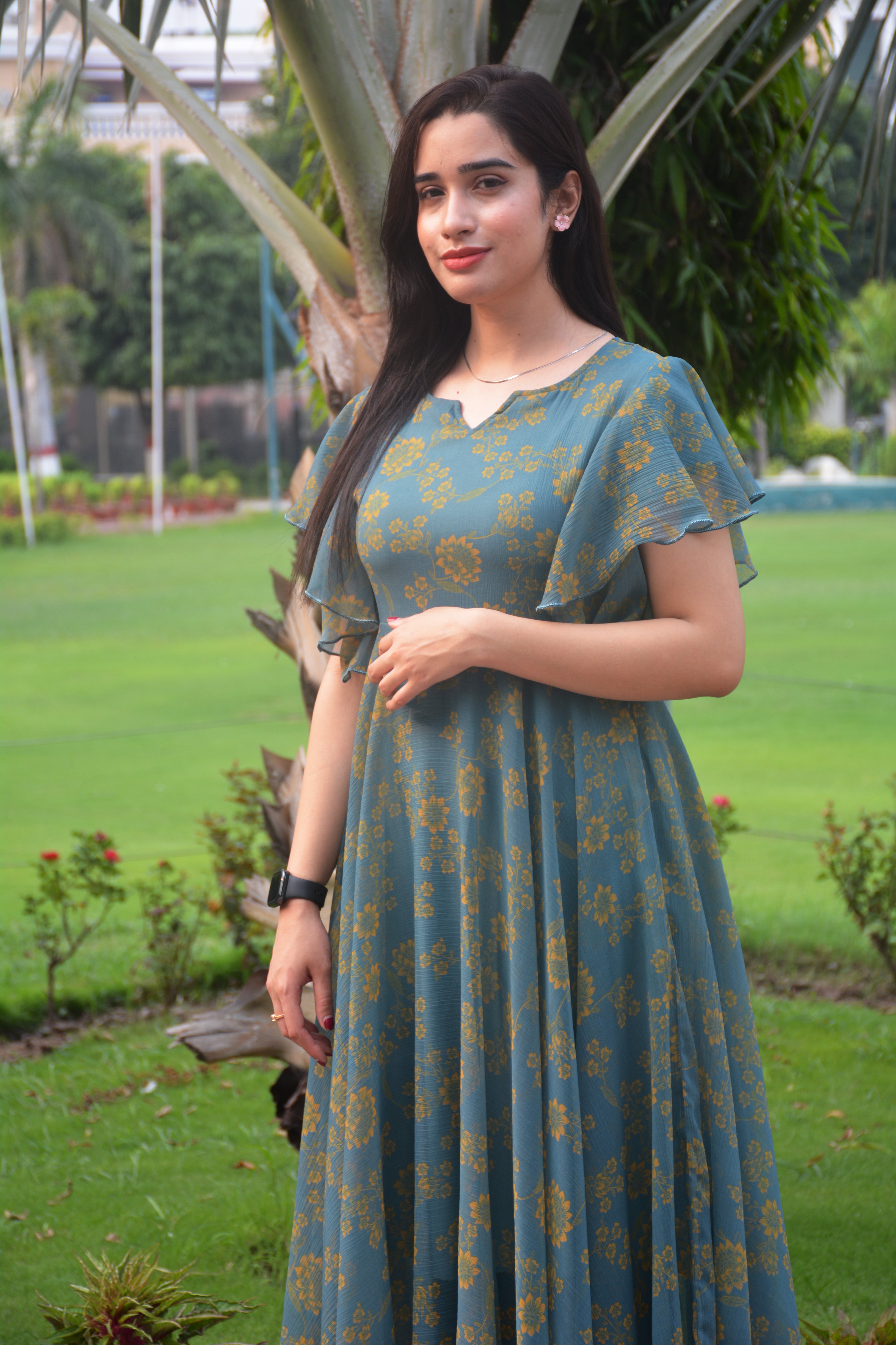 PRINTED CHIFFON FROCK