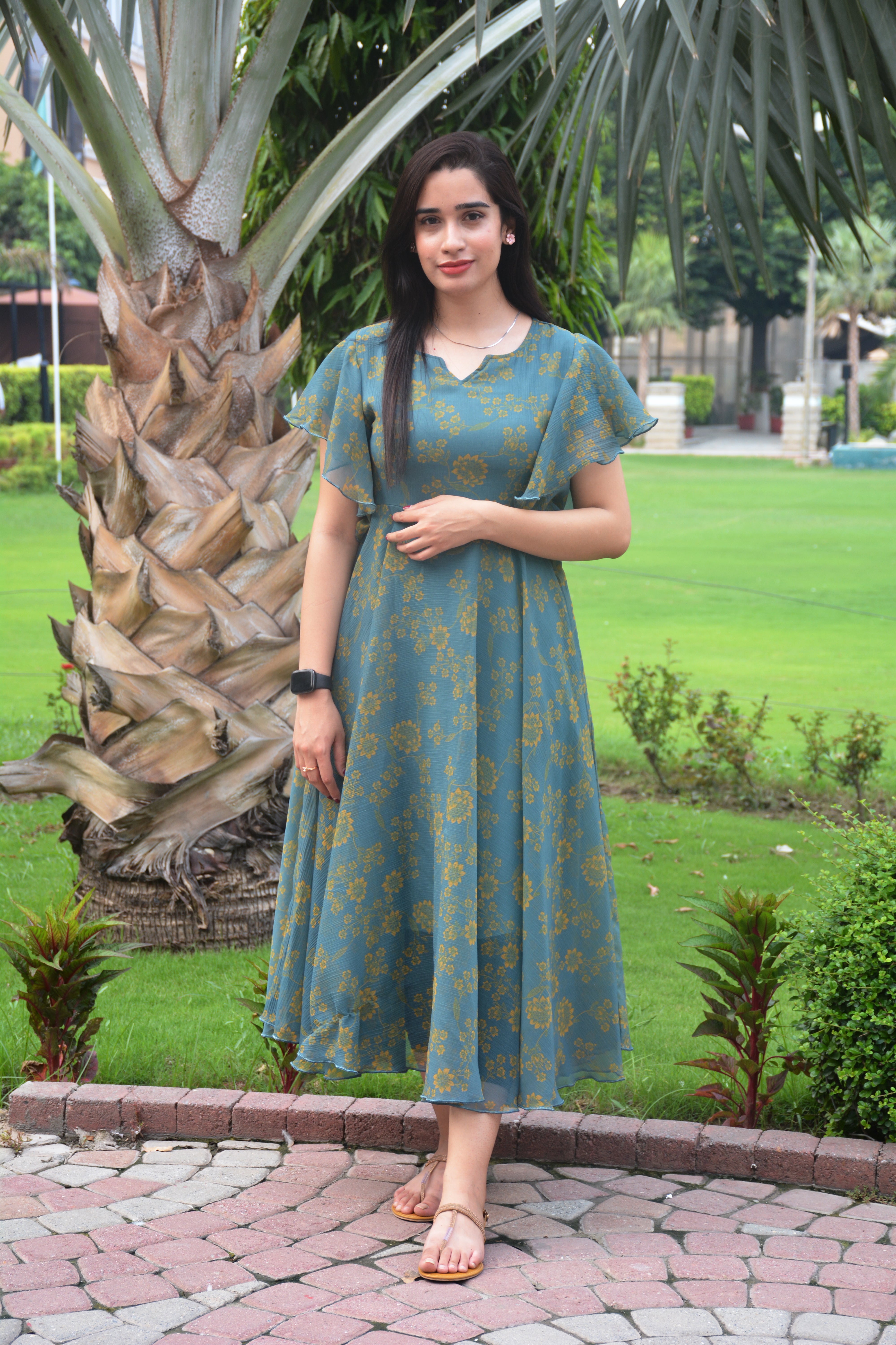 PRINTED CHIFFON FROCK