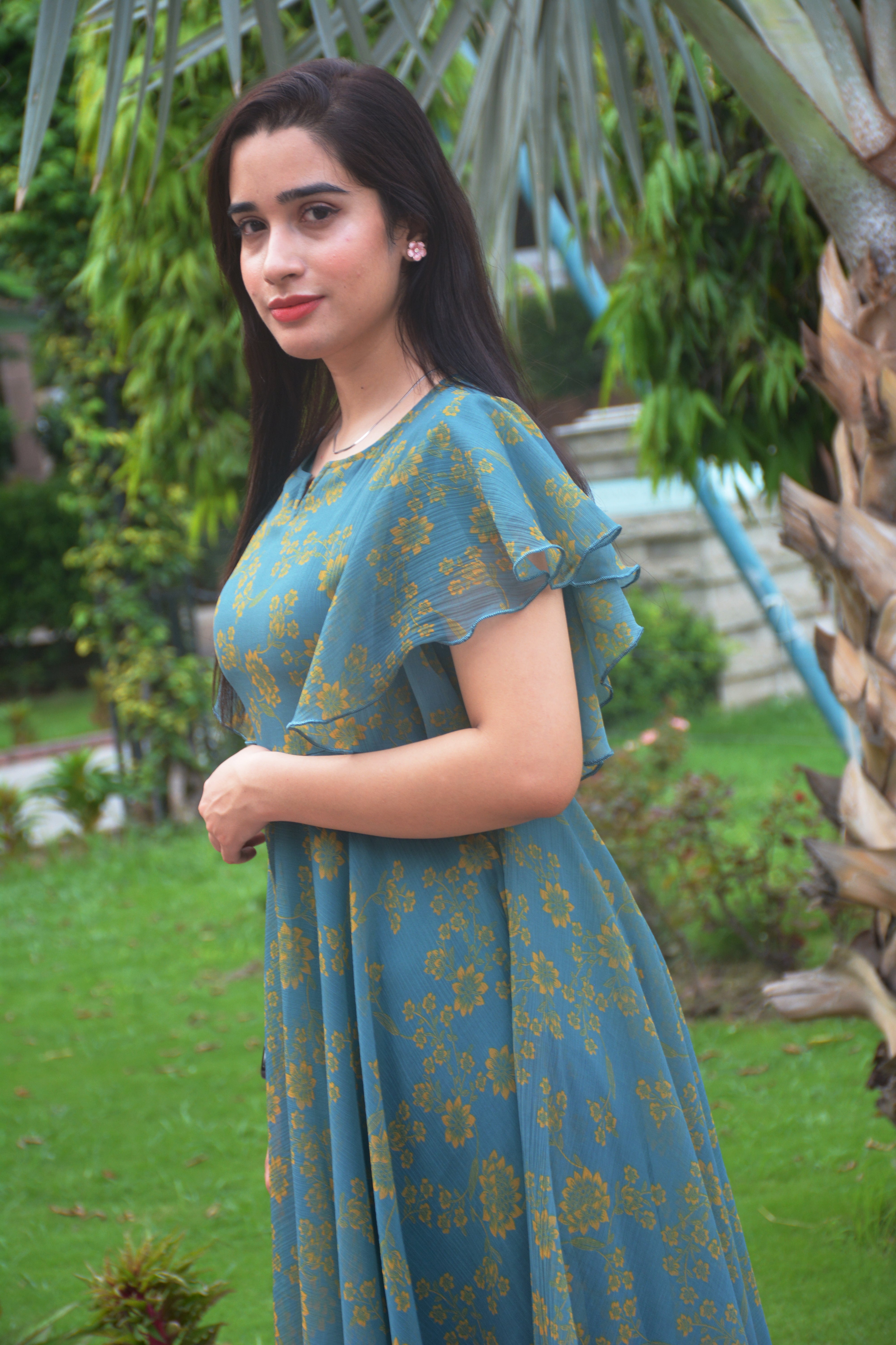 PRINTED CHIFFON FROCK