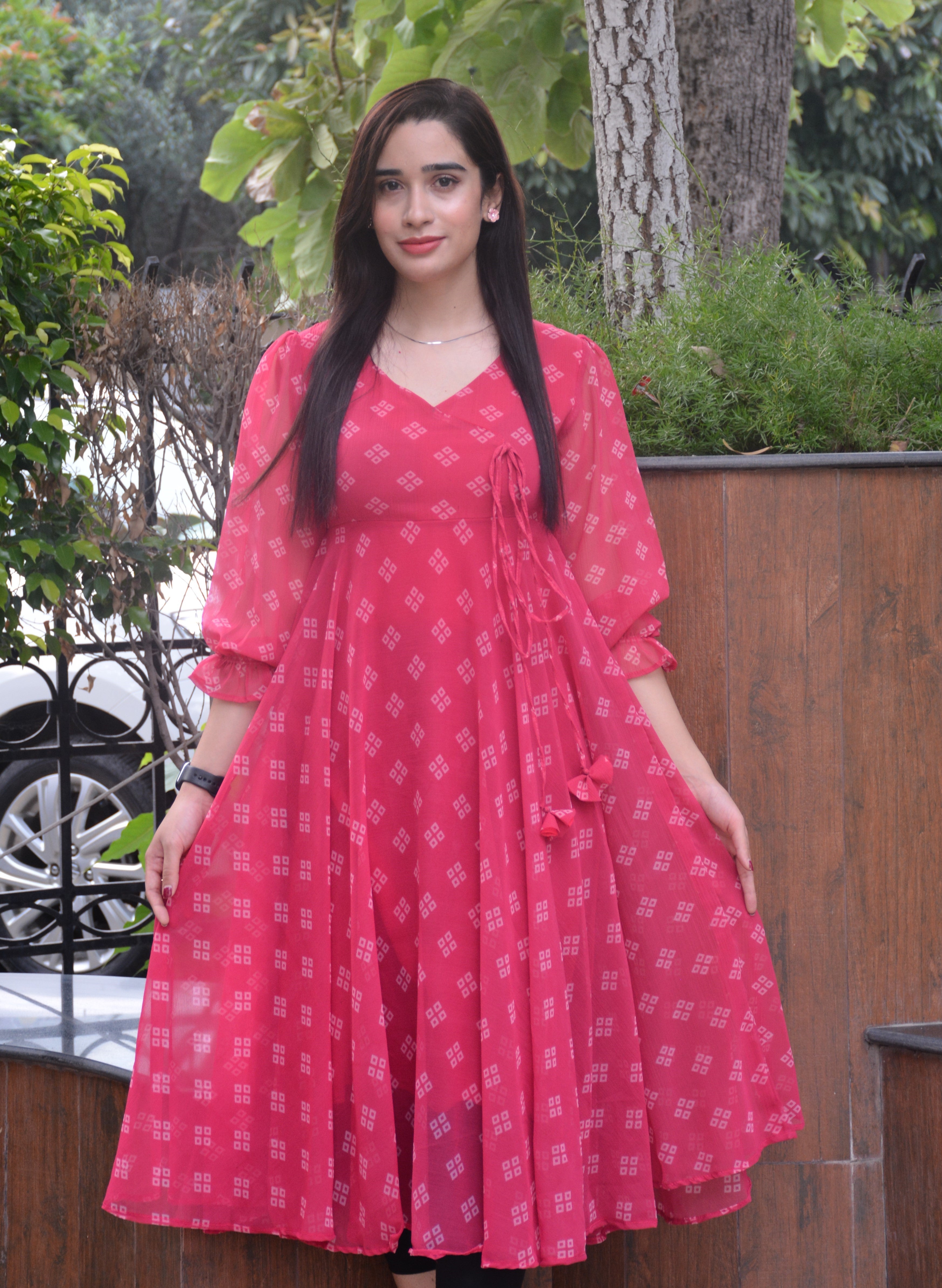 PRINTED CHIFFON FROCK