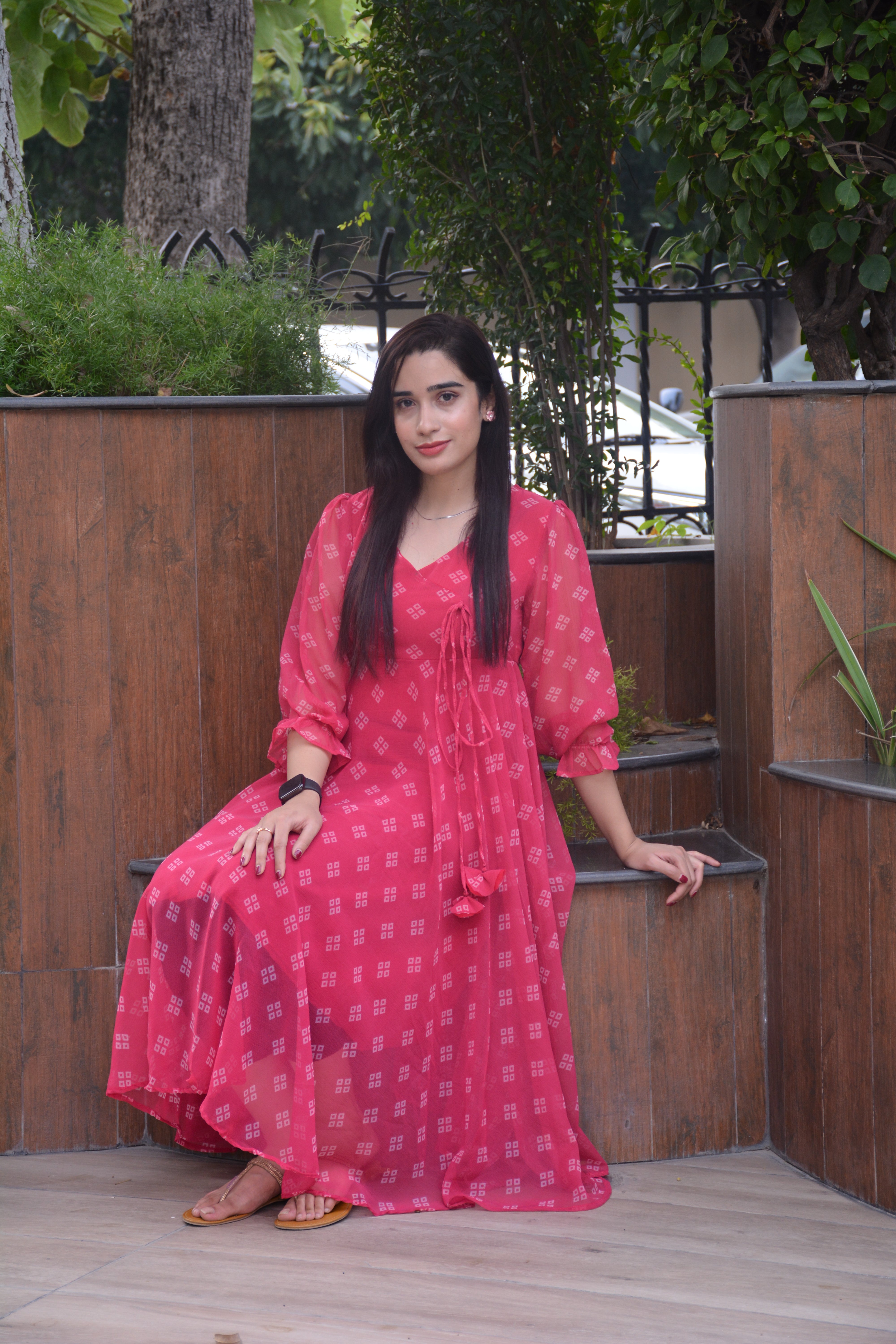 PRINTED CHIFFON FROCK