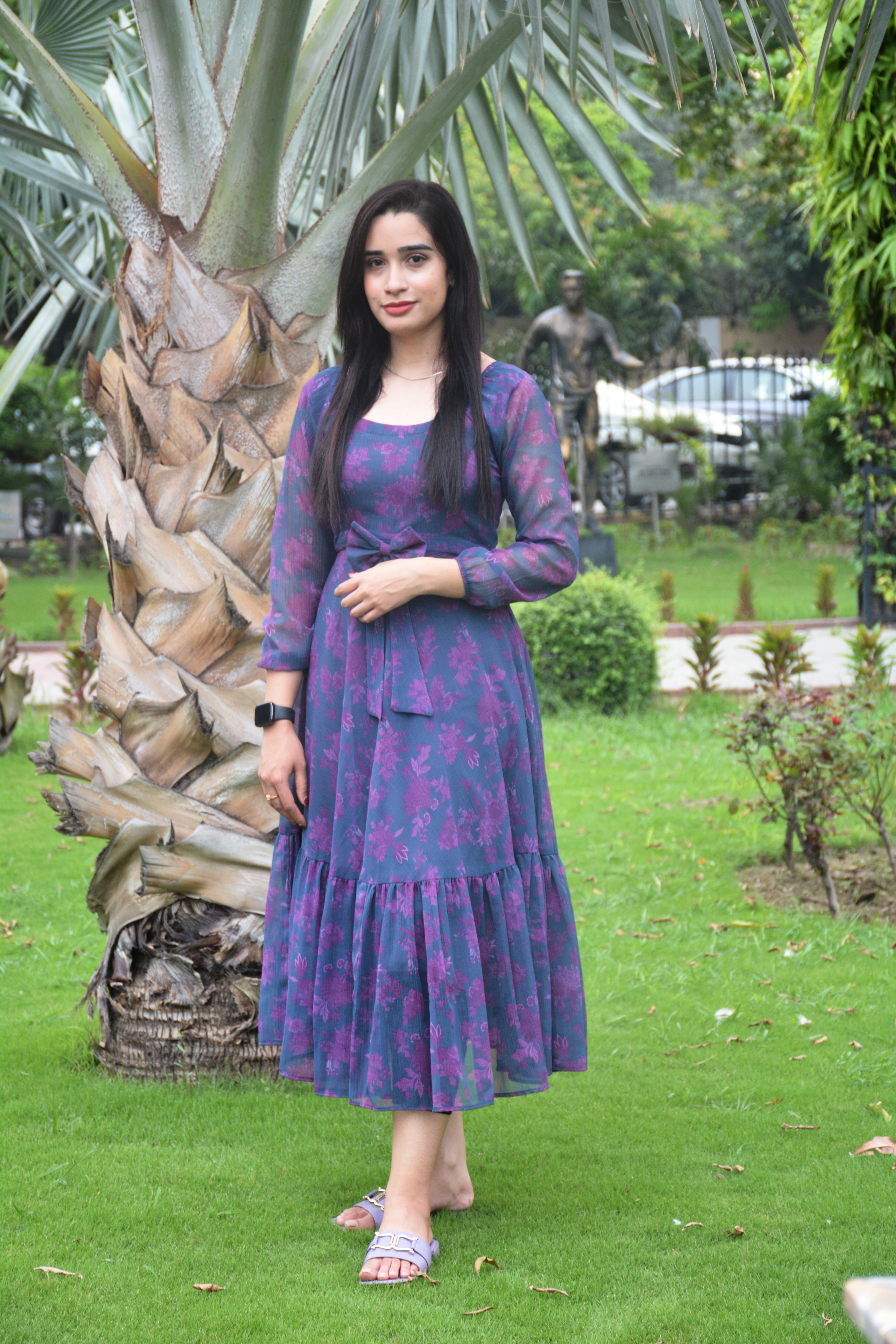 PRINTED CHIFFON FROCK