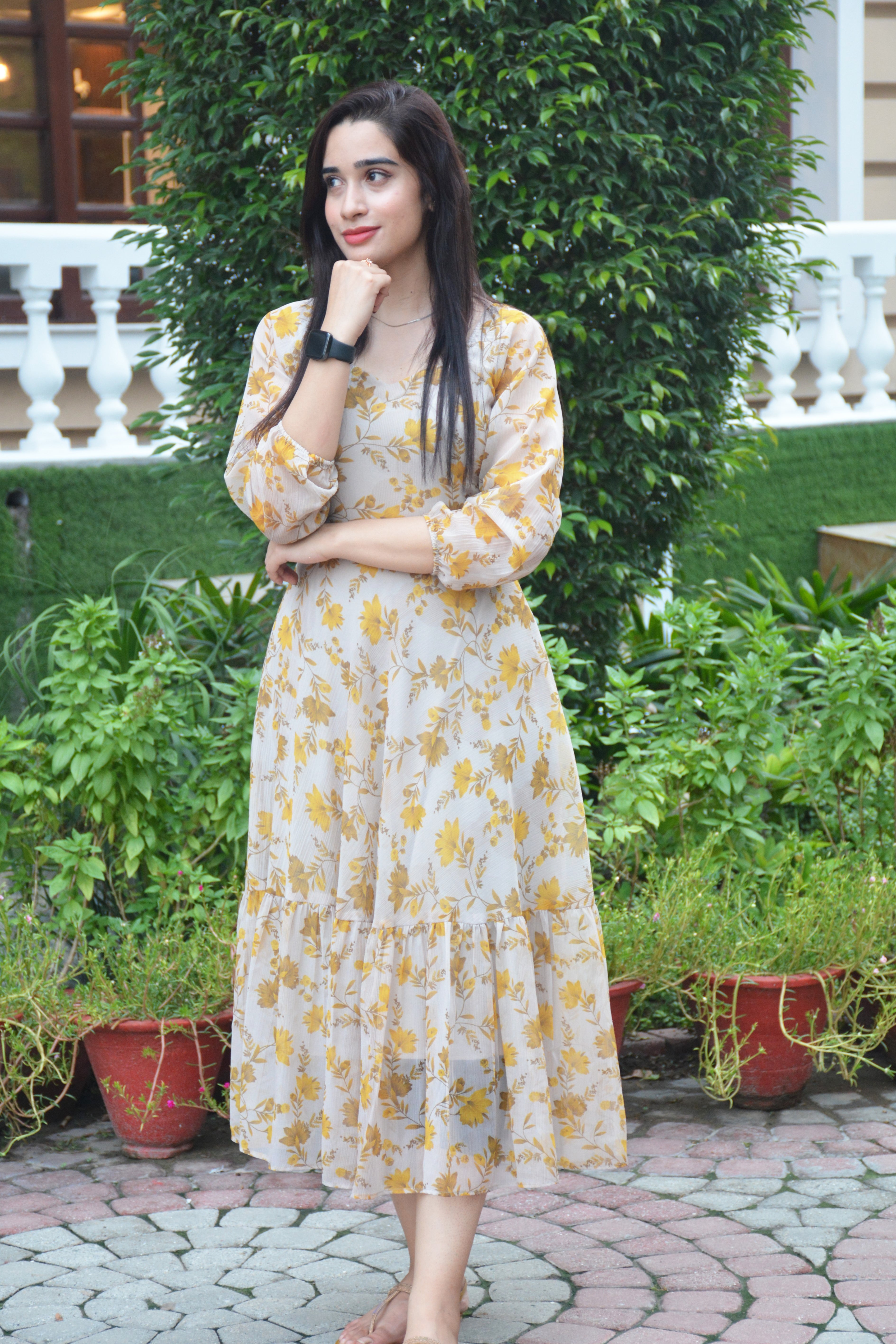 PRINTED CHIFFON FROCK