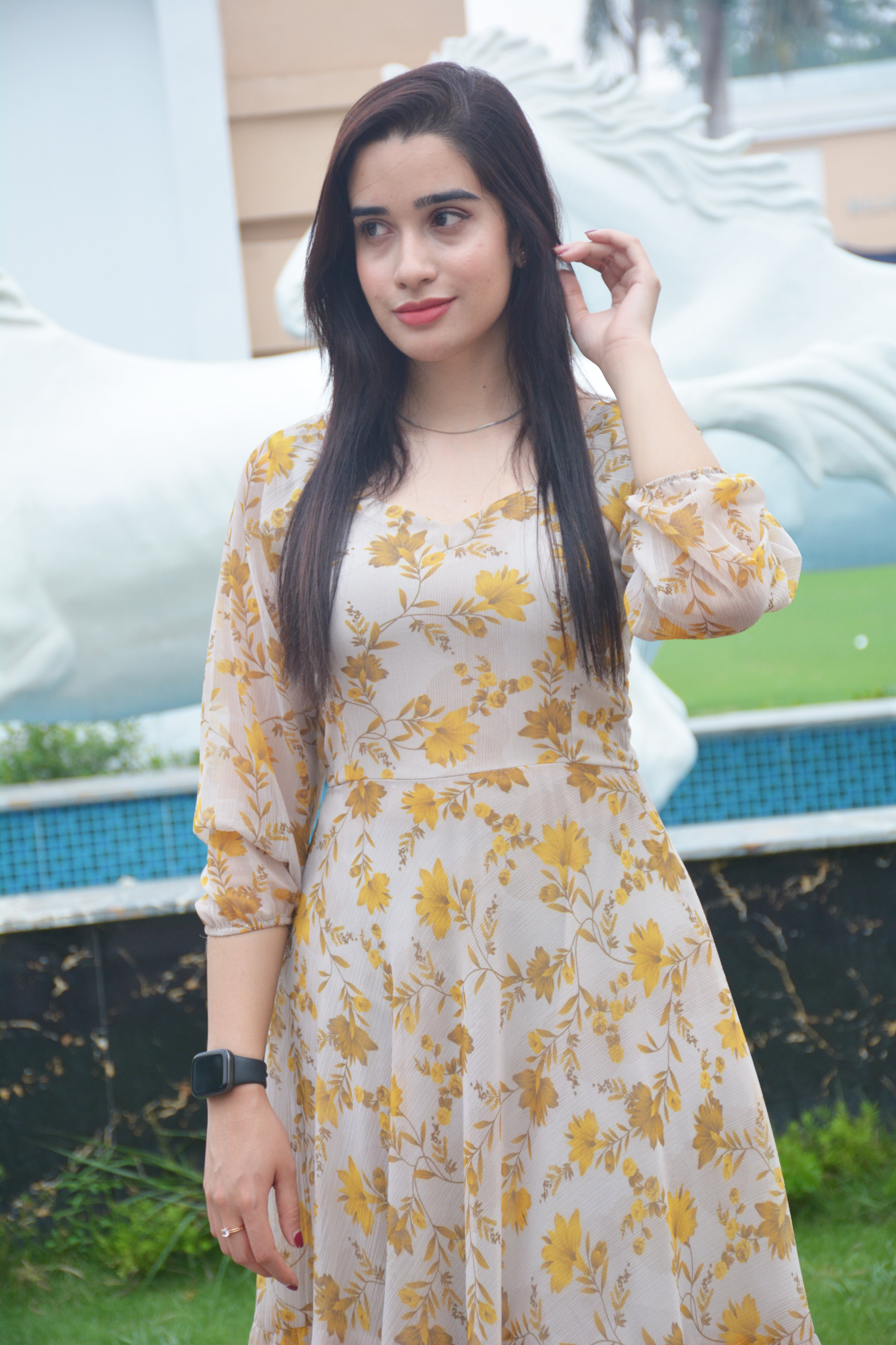 PRINTED CHIFFON FROCK