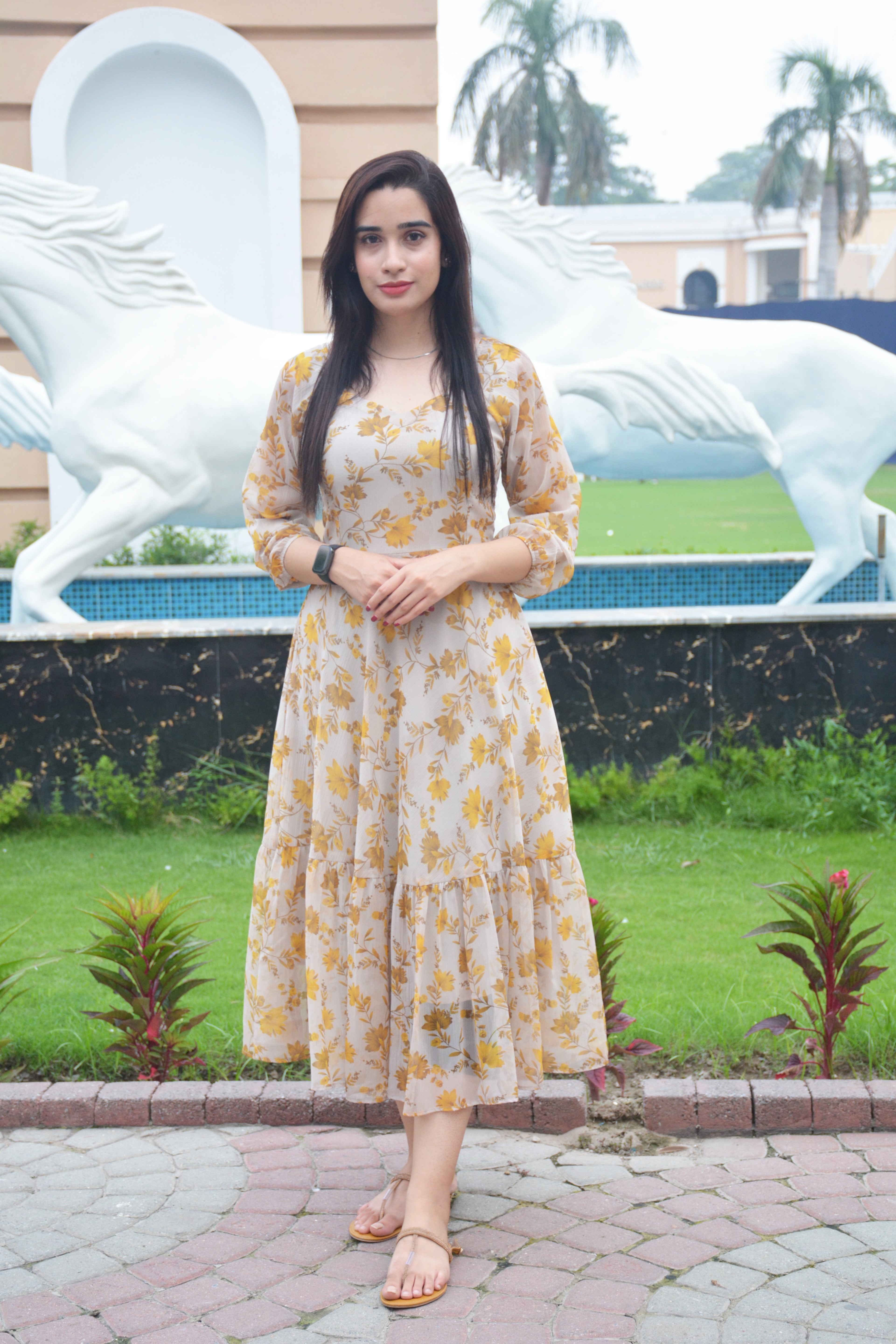 PRINTED CHIFFON FROCK