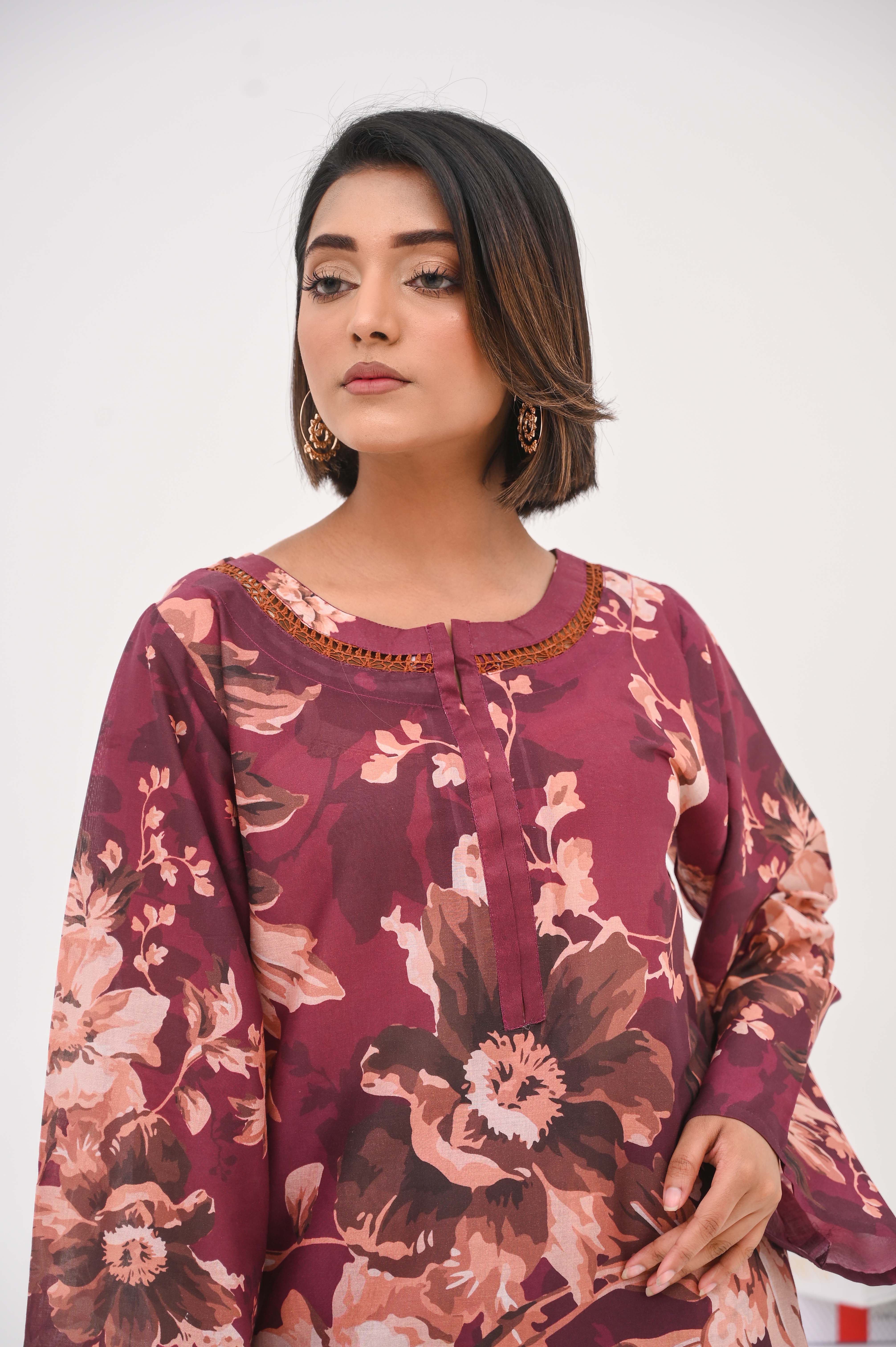 PRINTED SHIRT TROUSER-LAWN