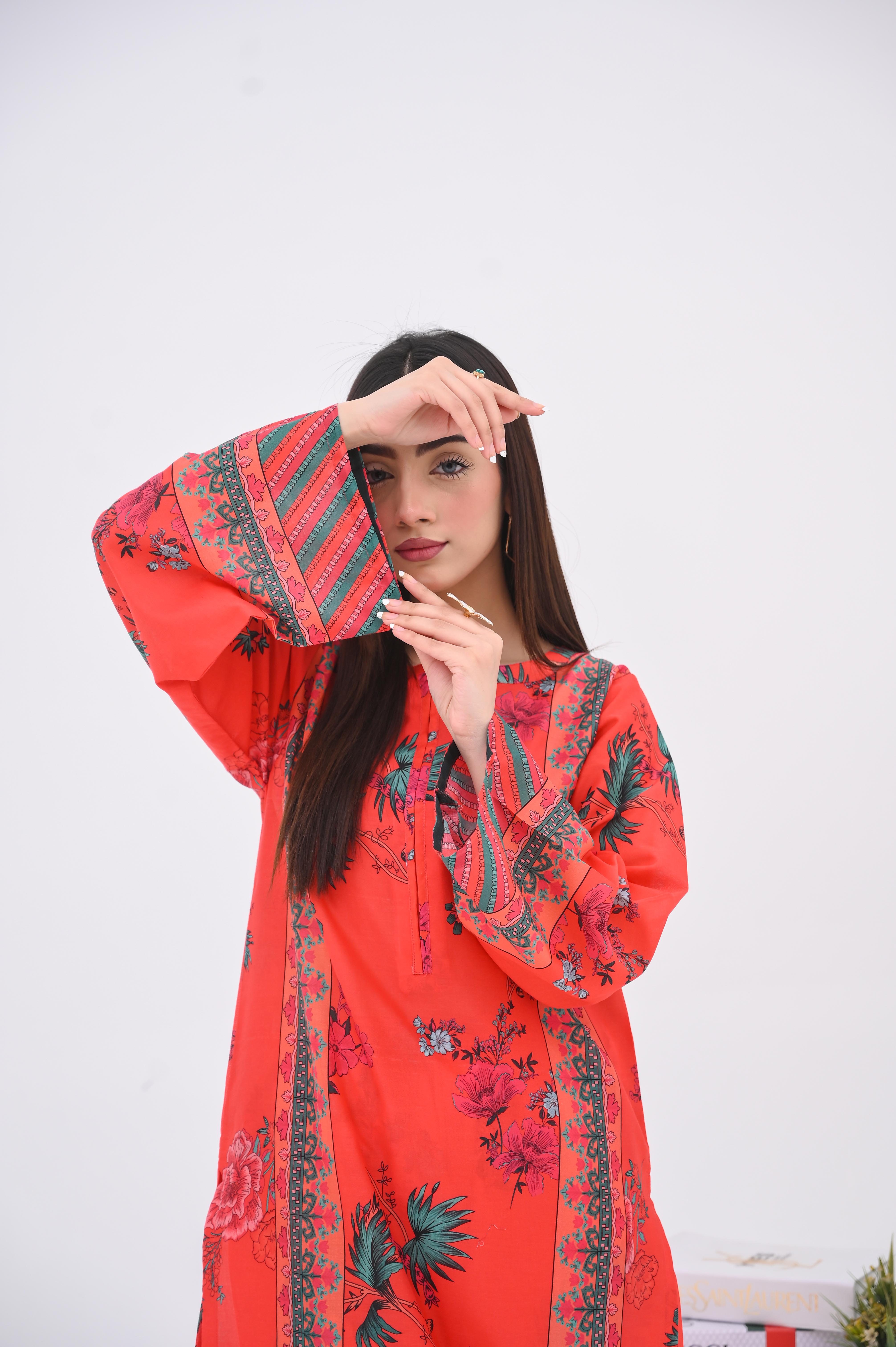 PRINTED SHIRT TROUSER-LAWN